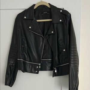 Zara Black Faux Leather Biker Jacket